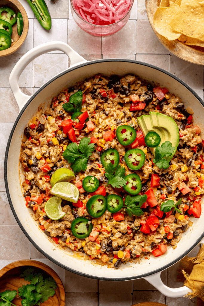 Turkey and bean grain bowl